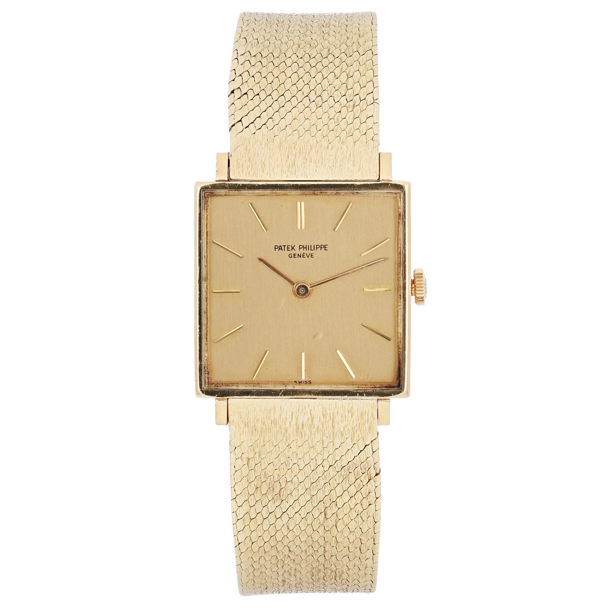 Front Full View Of Patek Philippe 3430 Yellow Gold Watch Pre Owned Condition Fair