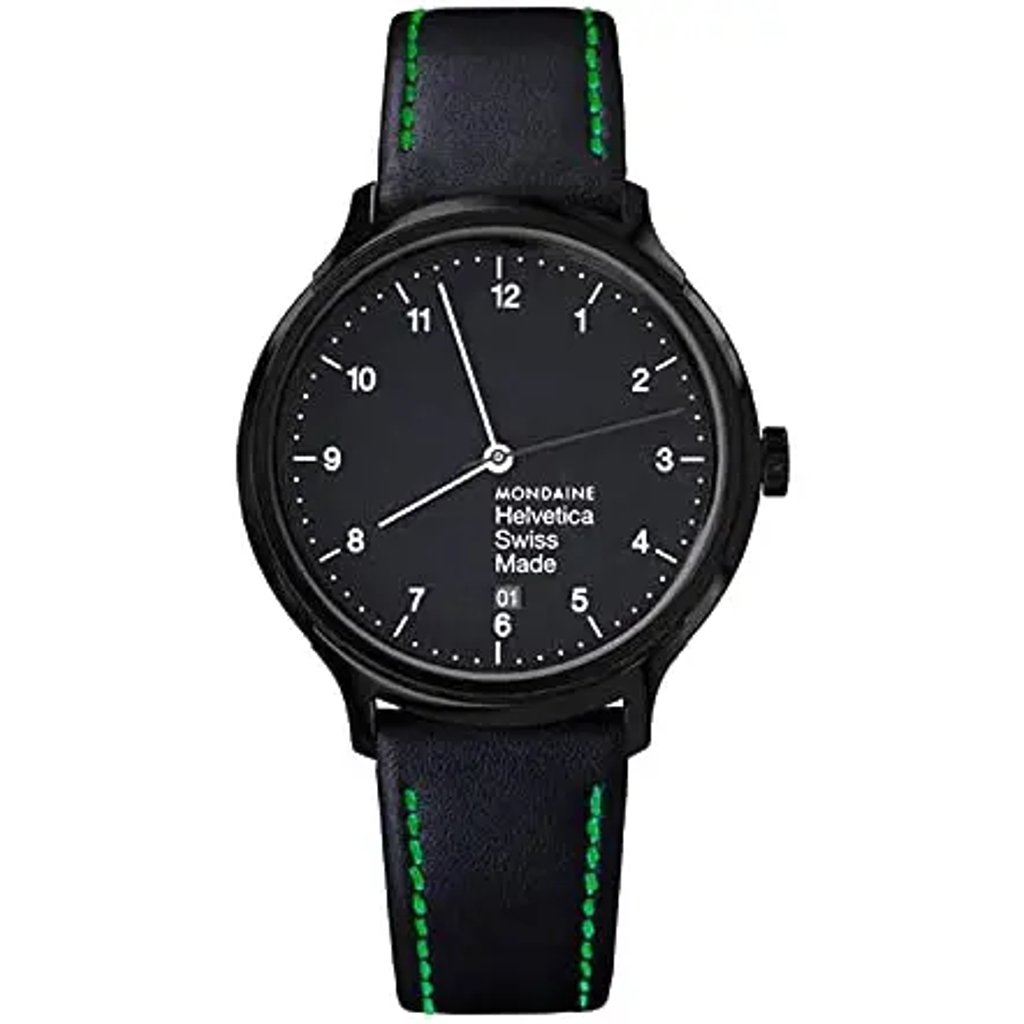 Up Close Front Facing Picture Of Mondaine MH1.L2222.LB Stainless Steel Watch Display Model Condition