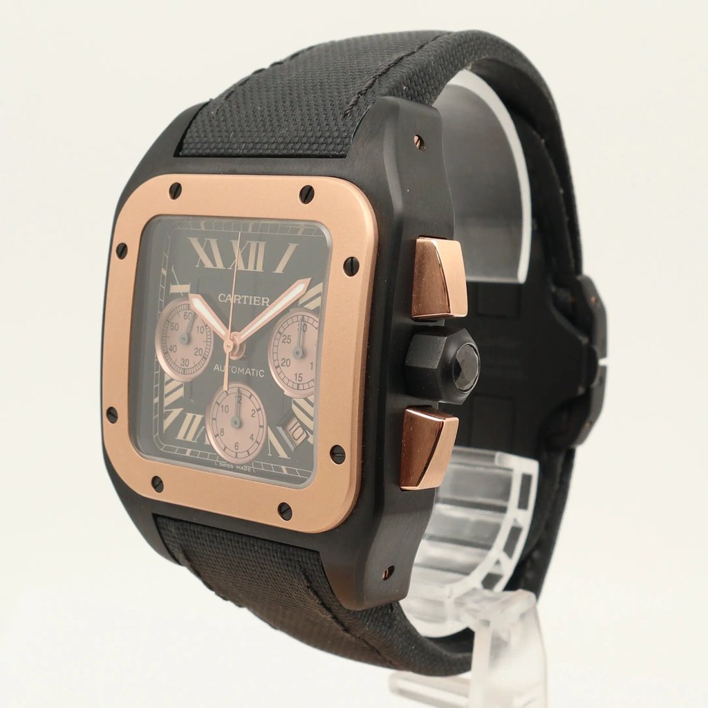 View Of Crown Facing Side Of Cartier W2020004 Titanium Watch Pre Owned Condition