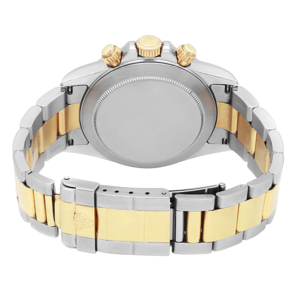 Back View Of Screwback Back Case And Closed Stainless Steel,Gold Band Of Rolex 16523 Watch Pre Owned Condition