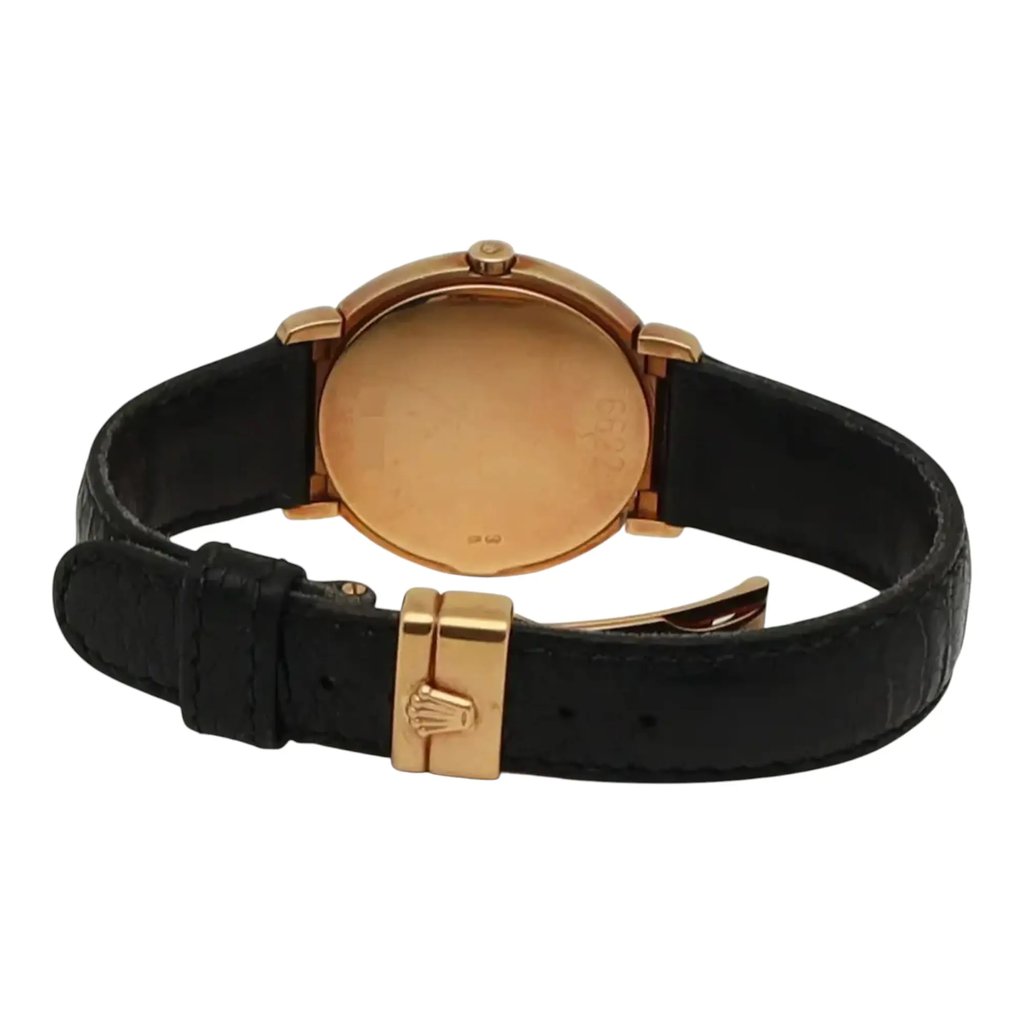 Back View Of Snap Back Case And Closed Yellow Gold Band Of Rolex 6621 Watch Pre Owned Condition