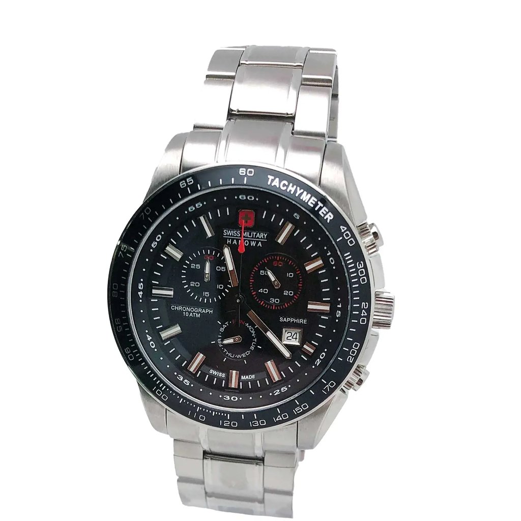 Front Full View Of Swiss Military Hanowa 06-5225.04.007 Stainless Steel Watch New With Defects Condition Good