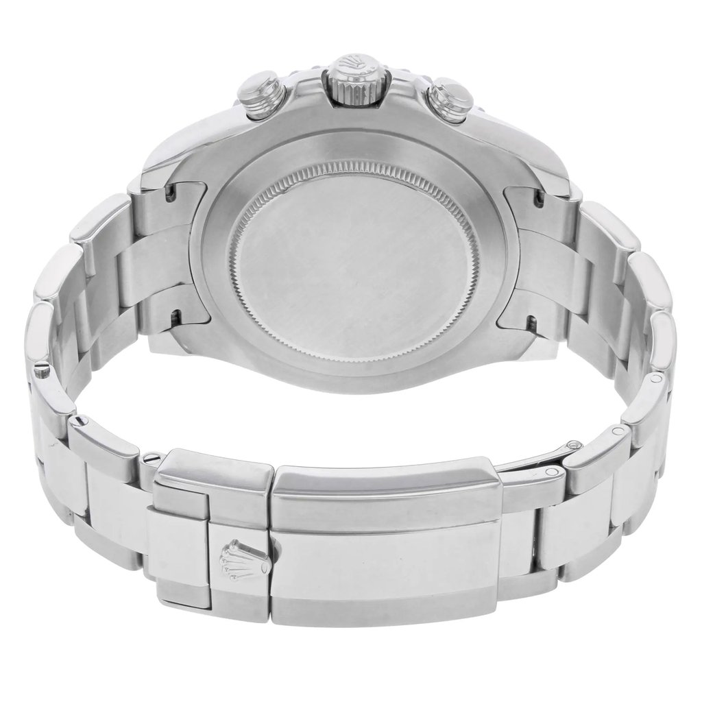 Back View Of {Caseback} Back Case And Closed Stainless Steel Band Of Rolex 116680 Watch Pre Owned Condition