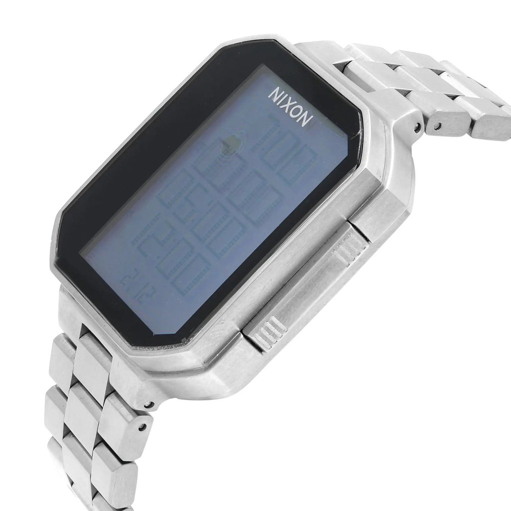 View Of Crown Facing Side Of Nixon A323-000 Stainless Steel Watch Display Model Condition