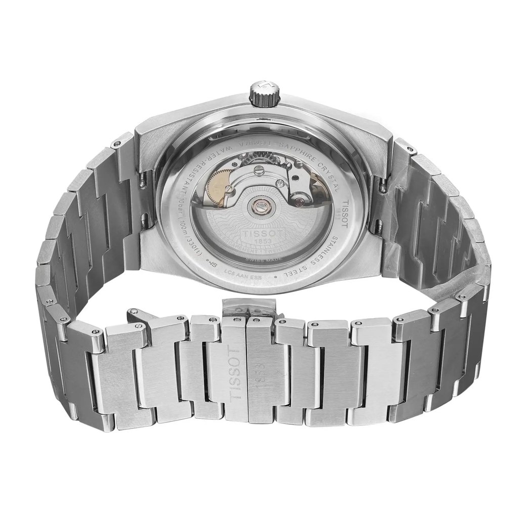 Back View Of Exhibition Back Case And Closed Stainless Steel Band Of Tissot T137.407.11.051.00 Watch Pre Owned Condition