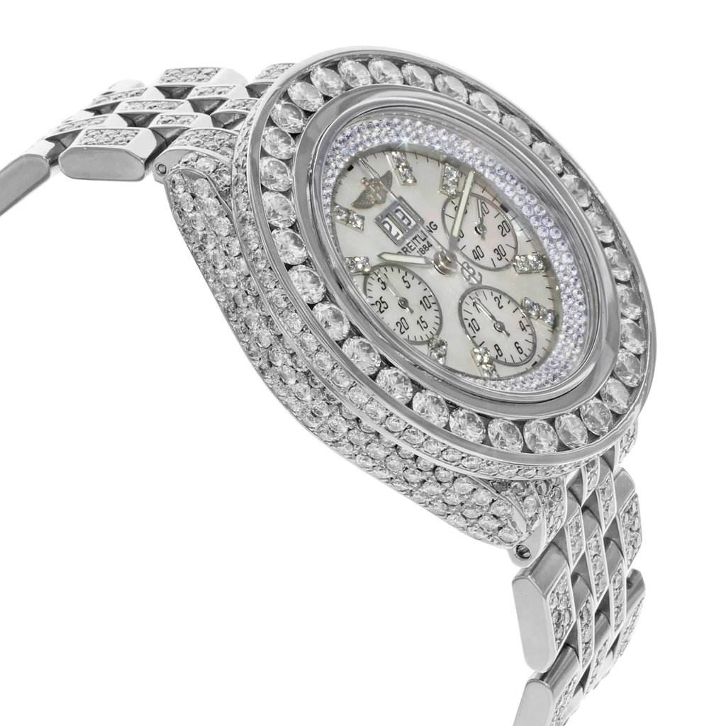 View Of Opposite Crown Facing Side Of Breitling A44355 Stainless Steel Watch Pre Owned Condition