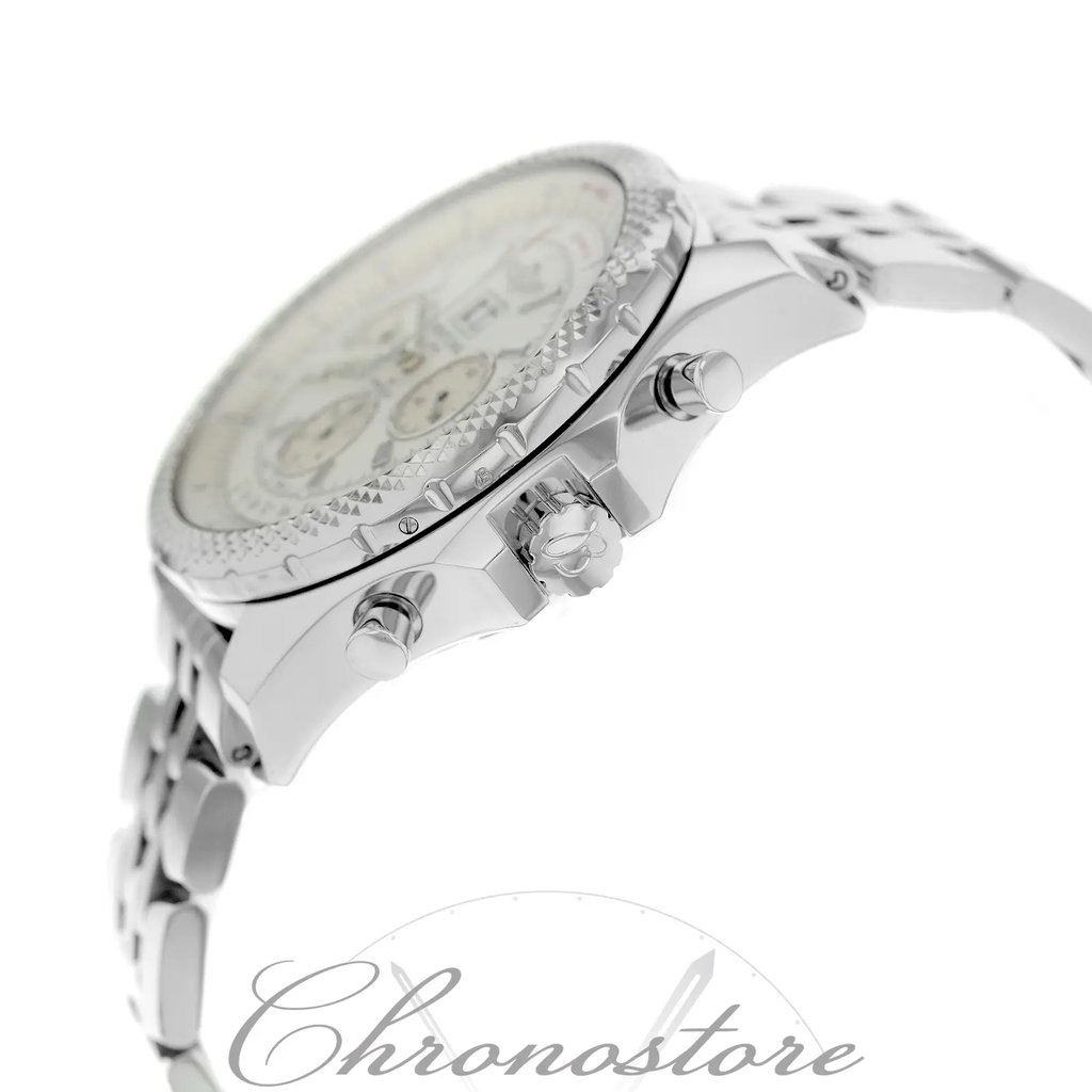 View Of Crown Facing Side Of Breitling A4436412-G679SS Stainless Steel Watch Display Model Condition