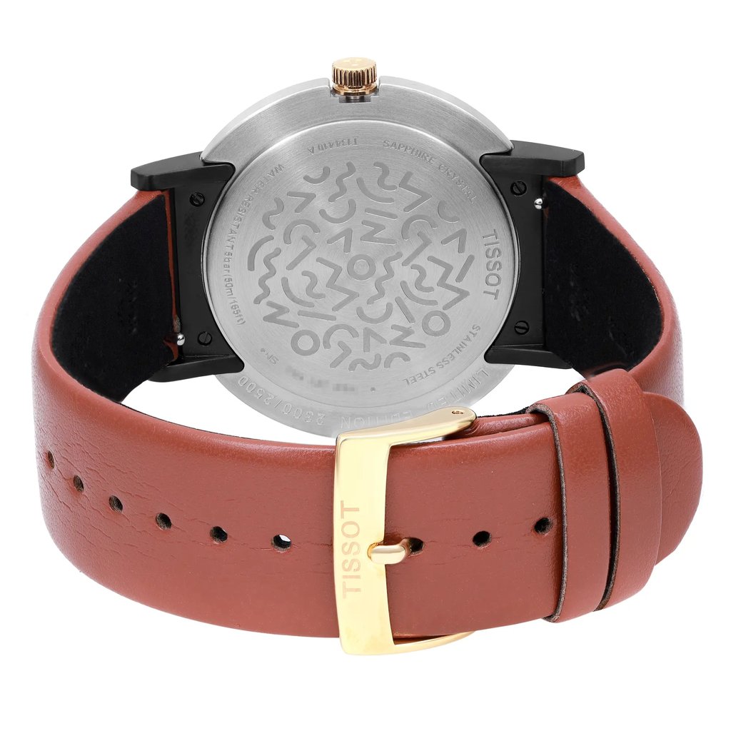 Back View Of Snap Back Case And Closed Leather Band Of Tissot T134.410.27.011.00 Watch New With Defects Condition