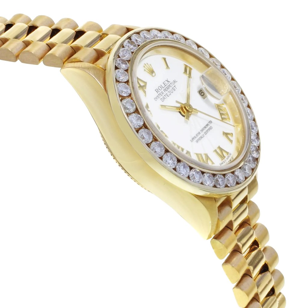 View Of Opposite Crown Facing Side Of Rolex 69178 Gold 18kt Watch Pre Owned Condition