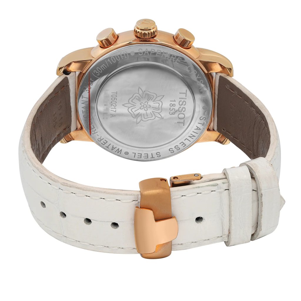 Back View Of Snap Back Case And Closed Leather Band Of Tissot T050.217.36.112.00 Watch Pre Owned Condition