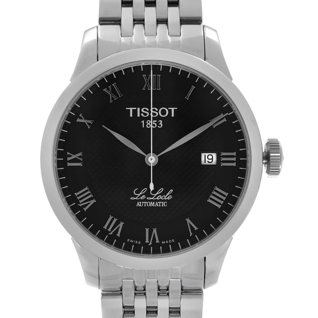 Up Close Front Facing Picture Of Tissot T41148353 Stainless Steel Watch Display Model Condition