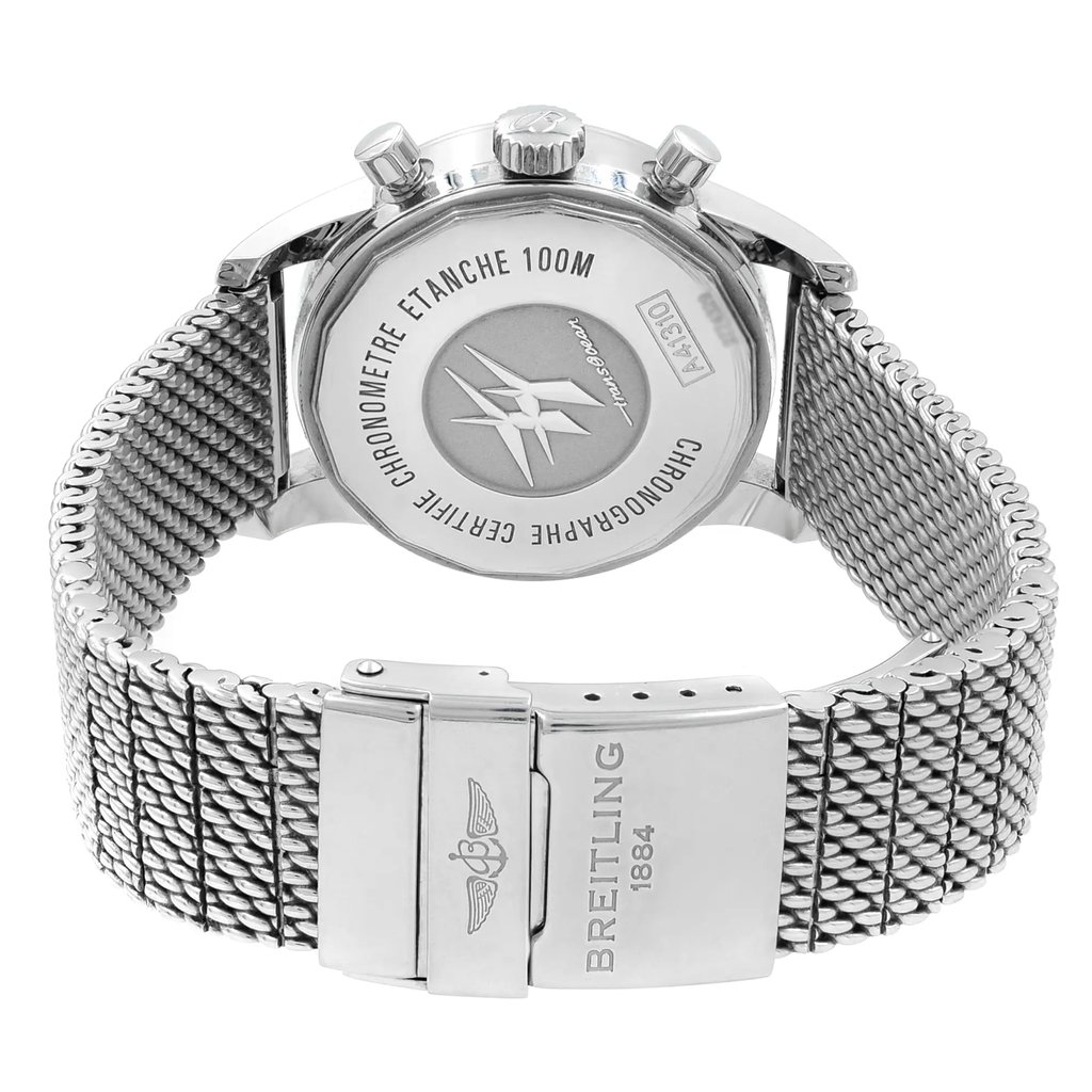 Back View Of {Caseback} Back Case And Closed Stainless Steel Band Of Breitling A4131012/G757-171A Watch Display Model Condition
