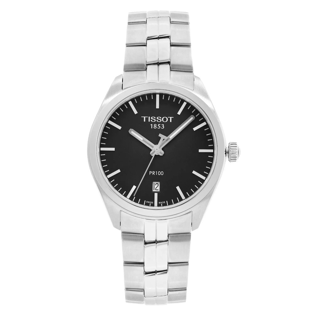 Front Full View Of Tissot T101.410.11.051.00 Stainless Steel Watch Display Model Condition {Product Condition}