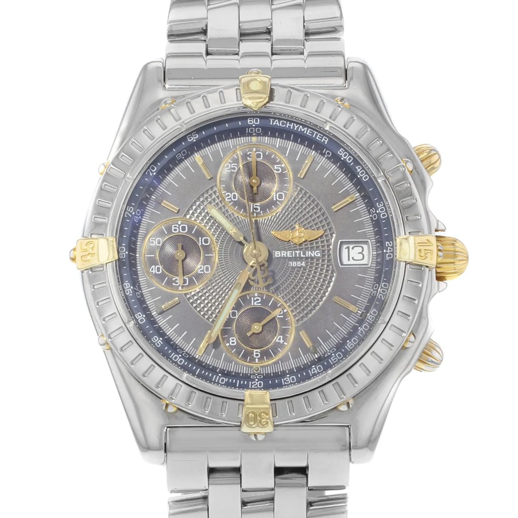 Up Close Front Facing Picture Of Breitling B13050.1 Stainless Steel Watch Pre Owned Condition