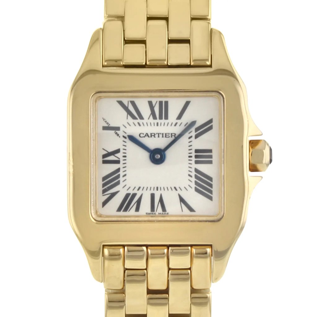 Up Close Front Facing Picture Of Cartier W25063X9 Gold 18kt Watch Unworn Condition
