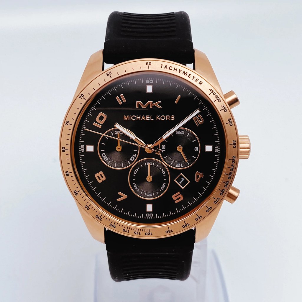 Up Close Front Facing Picture Of Michael Kors MK8687 Stainless Steel Watch New With Defects Condition