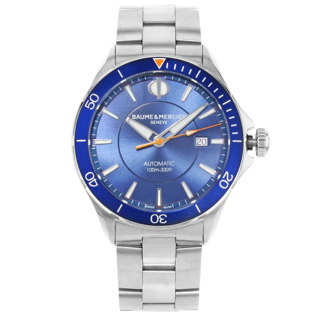 Front Full View Of Baume & Mercier MOA10378 Stainless Steel Watch Unworn Condition {Product Condition}