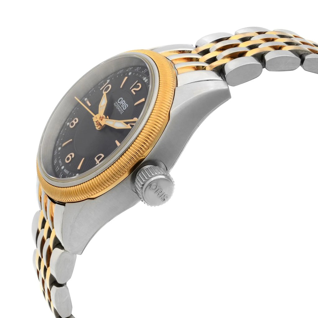 View Of Crown Facing Side Of Oris 01 594 7680 4334-07 8 14 32 Stainless Steel Watch Pre Owned Condition