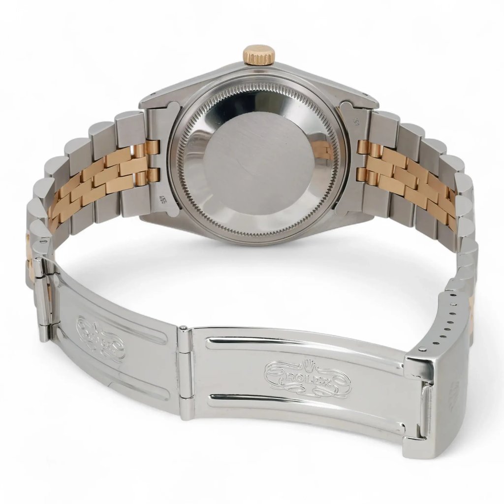 Back View Of Solid Back Case And Open Stainless Steel,Yellow Gold Band Of Rolex 16013 Watch Pre Owned Condition