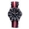 An image of a Wristwatch by Luminox. This Pre Owned item is designed for Men, featuring a Casual,Classic,Dress/Formal,Luxury,Military,Sport style. It has a Quartz movement and an Analog display with a Black dial color. The indices include 12-Hour Dial,Arabic Numerals. The band is made of Nylon and the case is made of Stainless Steel. The watch has a Round shape with a case size of 45 mm and a case thickness of 13 mm.