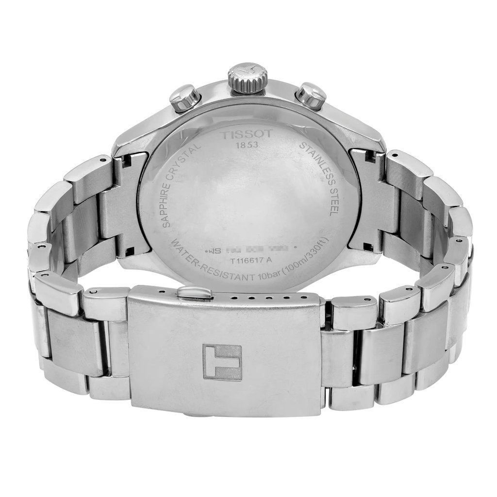Back View Of Solid Back Case And Closed Stainless Steel Band Of Tissot T116.617.11.047.01 Watch Pre Owned Condition