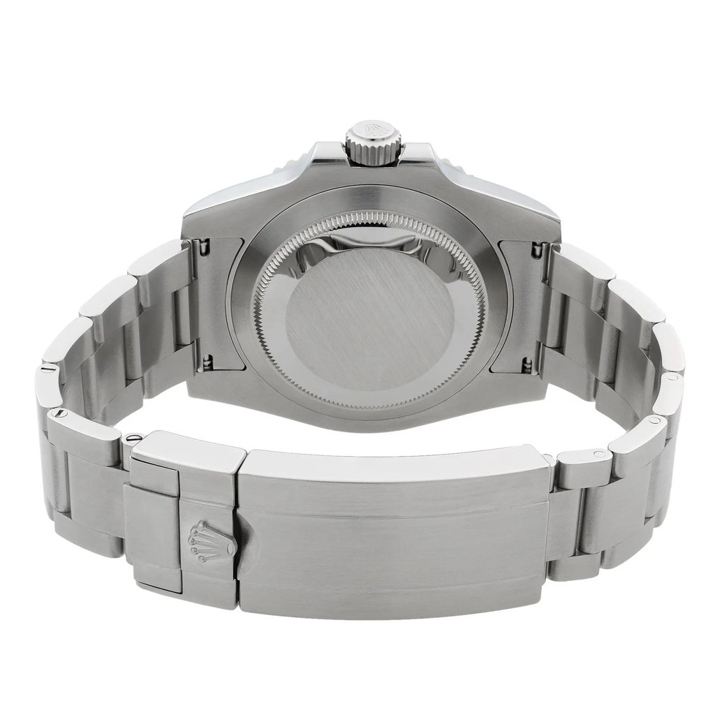 Back View Of Screwback Back Case And Closed Stainless Steel Band Of Rolex 114060 Watch Pre Owned Condition