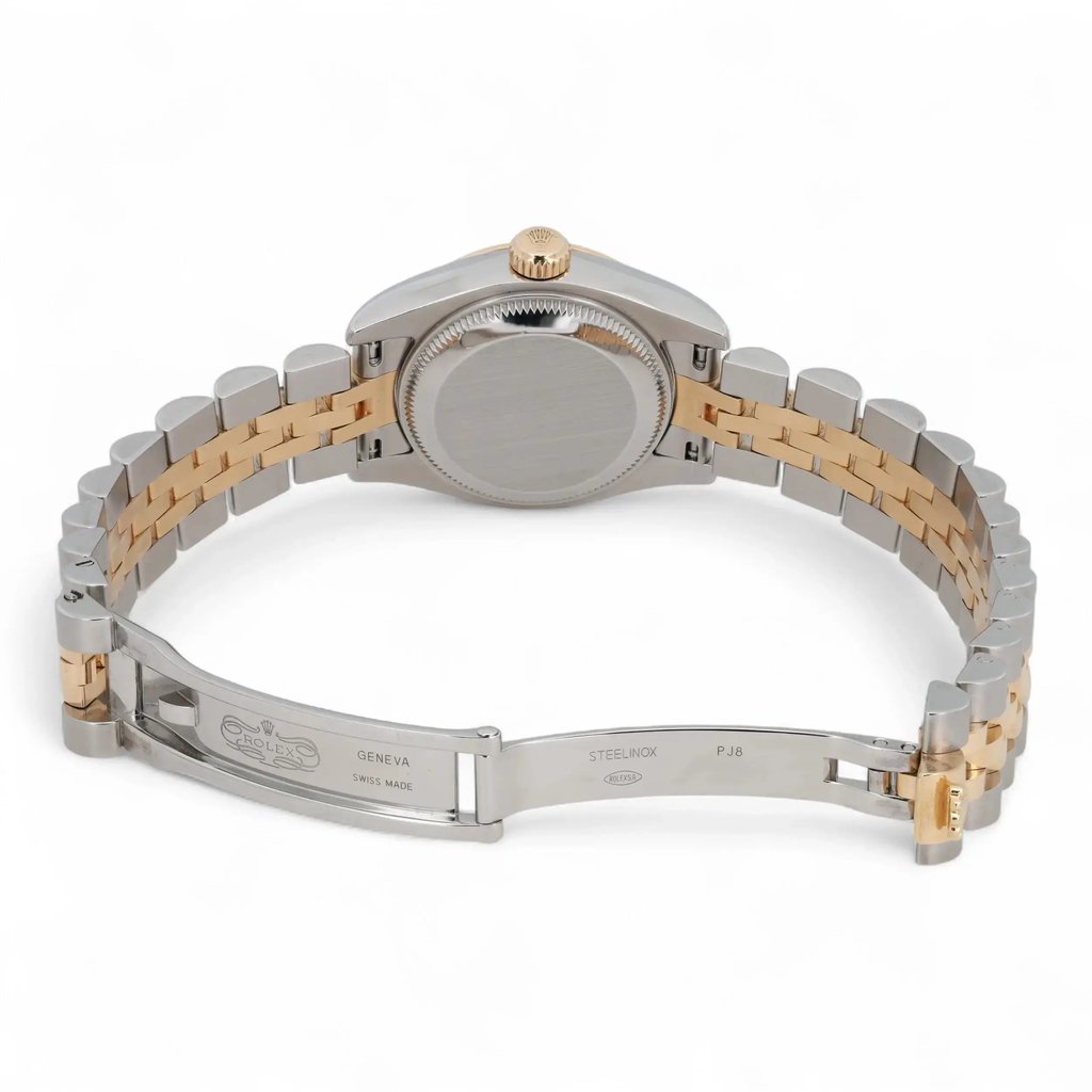 Back View Of Solid Back Case And Open Stainless Steel,Yellow Gold Band Of Rolex 179173 Watch Pre Owned Condition