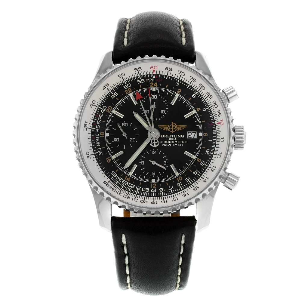 Front Full View Of Breitling A2432212/B726 Stainless Steel Watch Pre Owned Condition {Product Condition}