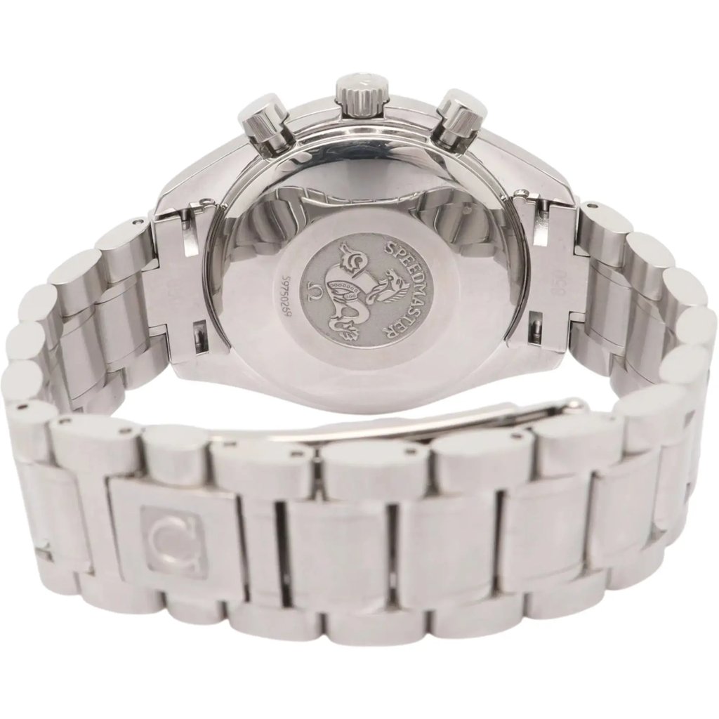 Back View Of Solid Back Case And Closed Stainless Steel Band Of OMEGA 3520.50.00 Watch Pre Owned Condition