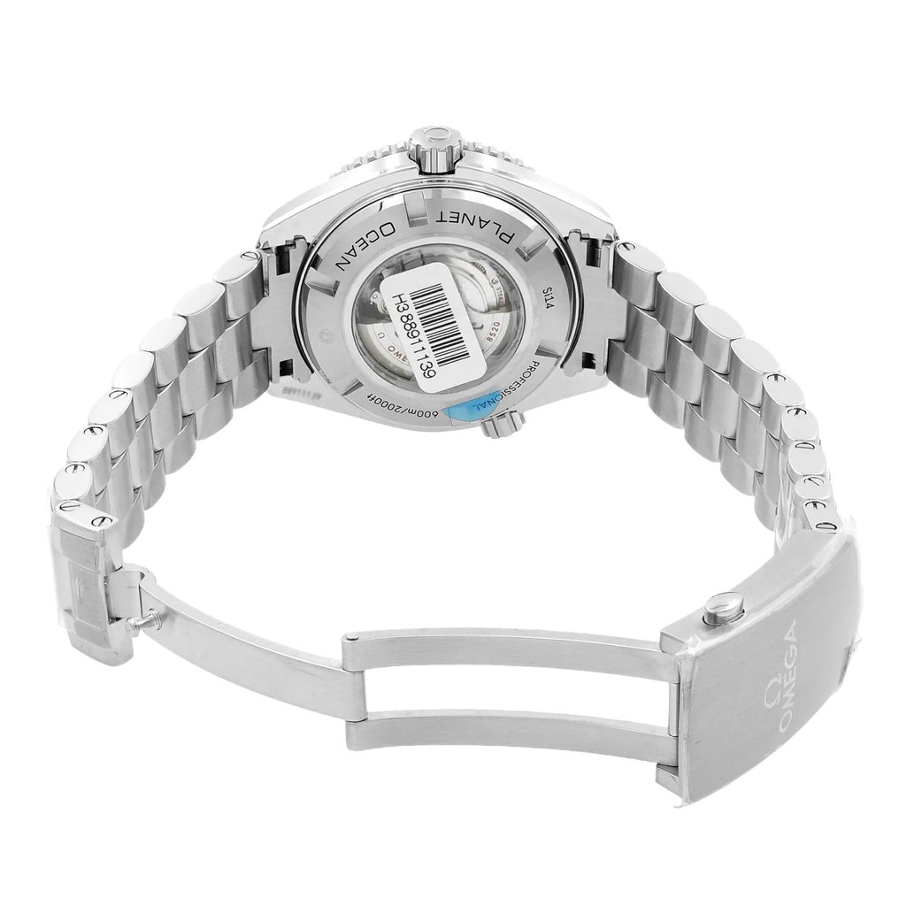 Back View Of {Caseback} Back Case And Open Stainless Steel Band Of OMEGA 232.30.38.20.01.001 Watch Display Model Condition