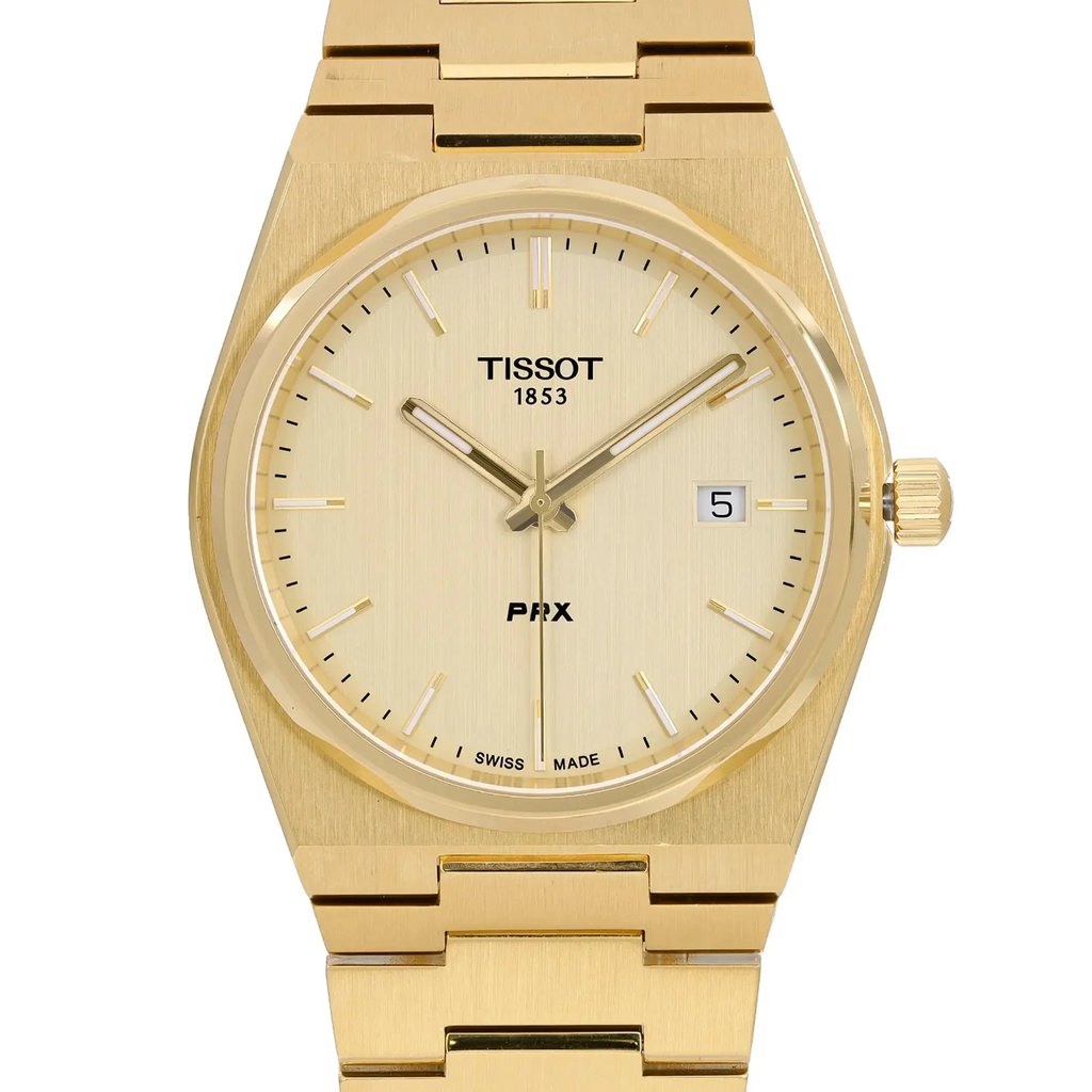 Up Close Front Facing Picture Of Tissot T1374103302100 Gold 18kt Watch Pre Owned Condition