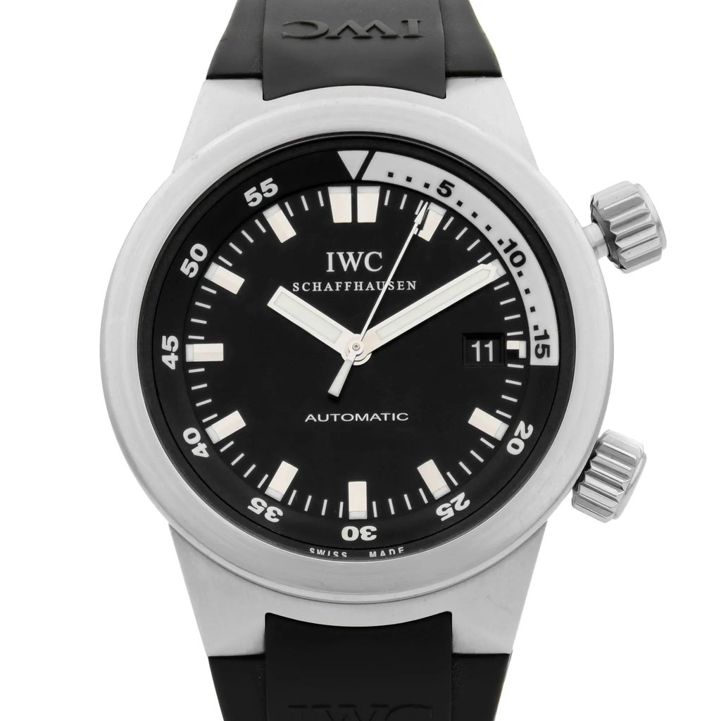 Up Close Front Facing Picture Of IWC IW3548-07 Stainless Steel Watch Pre Owned Condition