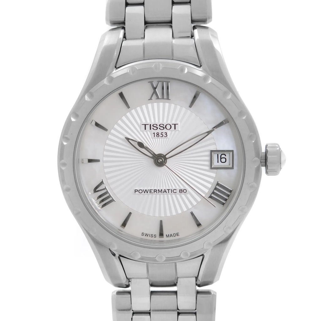 Up Close Front Facing Picture Of Tissot T072.207.11.118.00 Stainless Steel Watch Display Model Condition