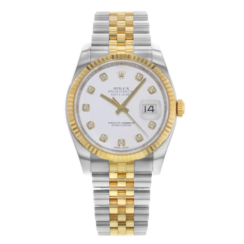 Front Full View Of Rolex 116233 wdj Stainless Steel Watch Pre Owned Condition Good