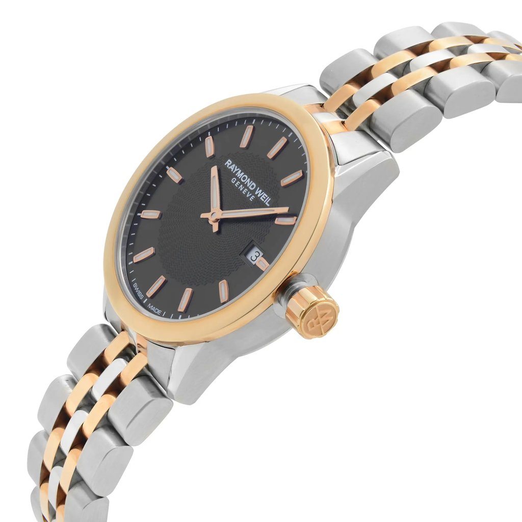 View Of Crown Facing Side Of RAYMOND WEIL 5629-SP5-20021 Stainless Steel Watch Display Model Condition