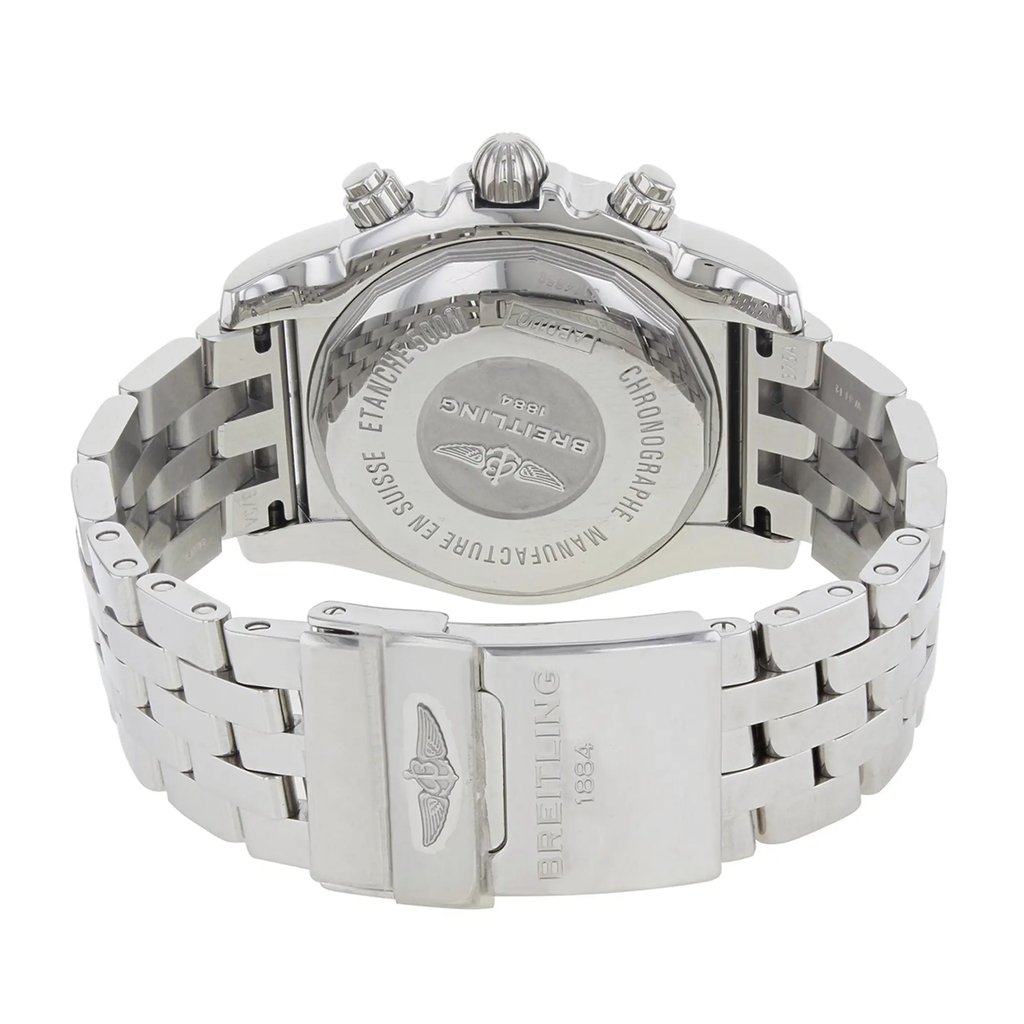 Back View Of {Caseback} Back Case And Closed Stainless Steel Band Of Breitling AB011012/B967-375A Watch Display Model Condition