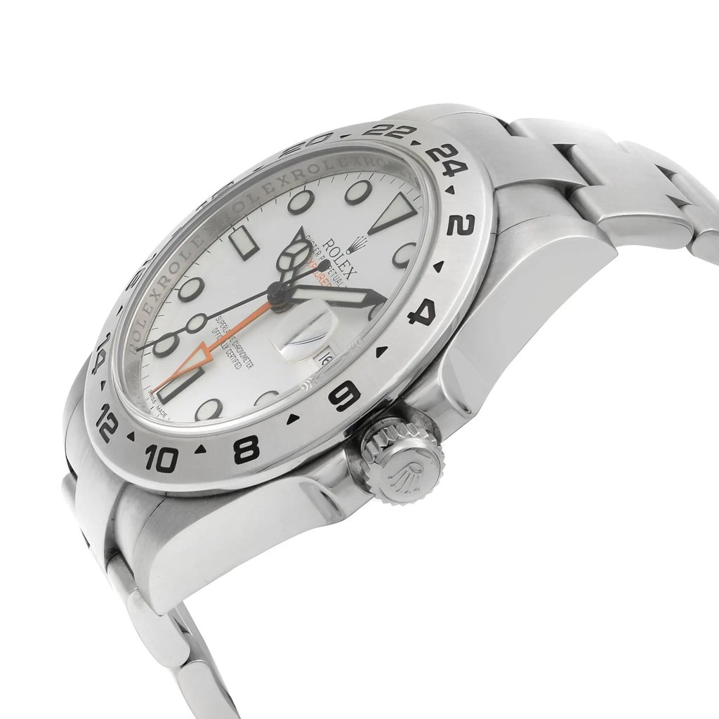 View Of Crown Facing Side Of Rolex 216570WSO Stainless Steel Watch Pre Owned Condition