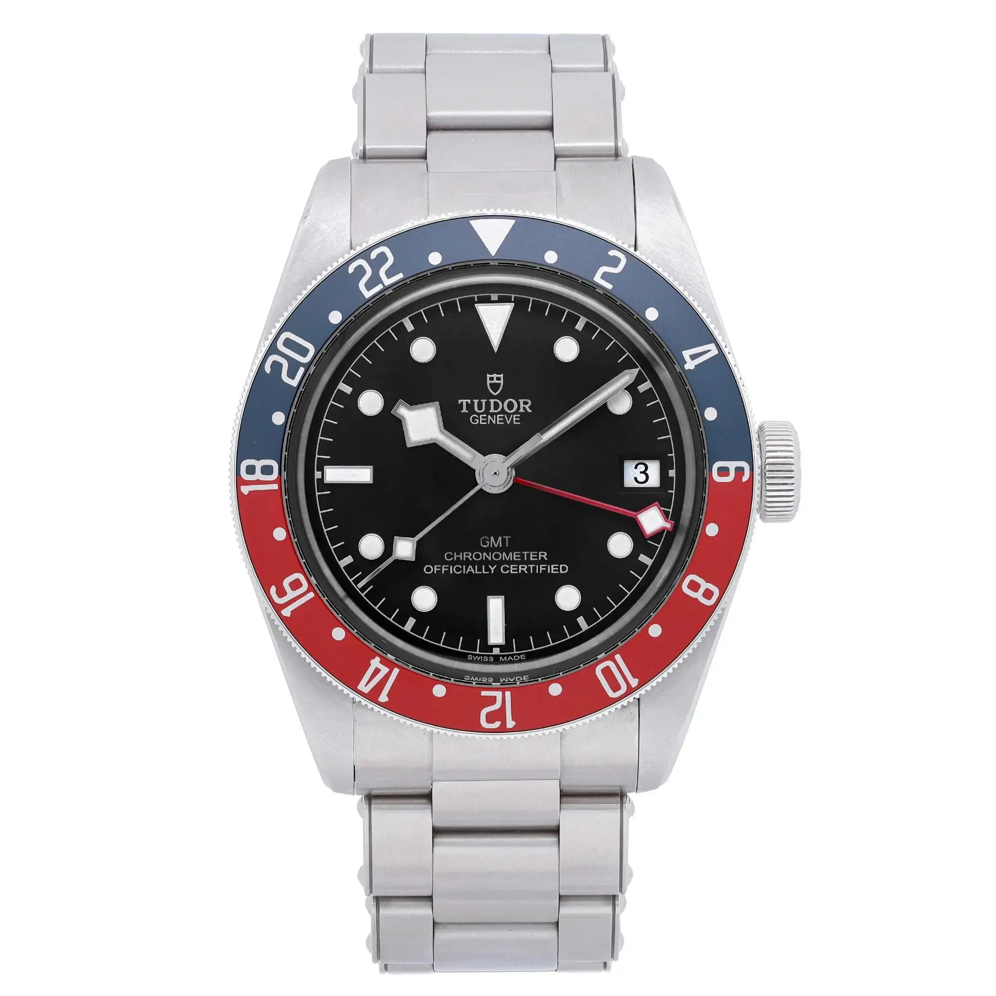 Front Full View Of TUDOR M79830RB-0001 Stainless Steel Watch Pre Owned Condition Good