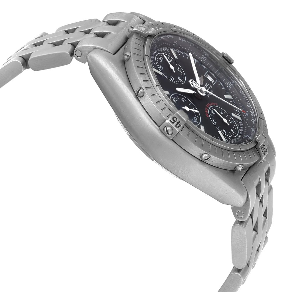 View Of Opposite Crown Facing Side Of Breitling A13350 Stainless Steel Watch Pre Owned Condition