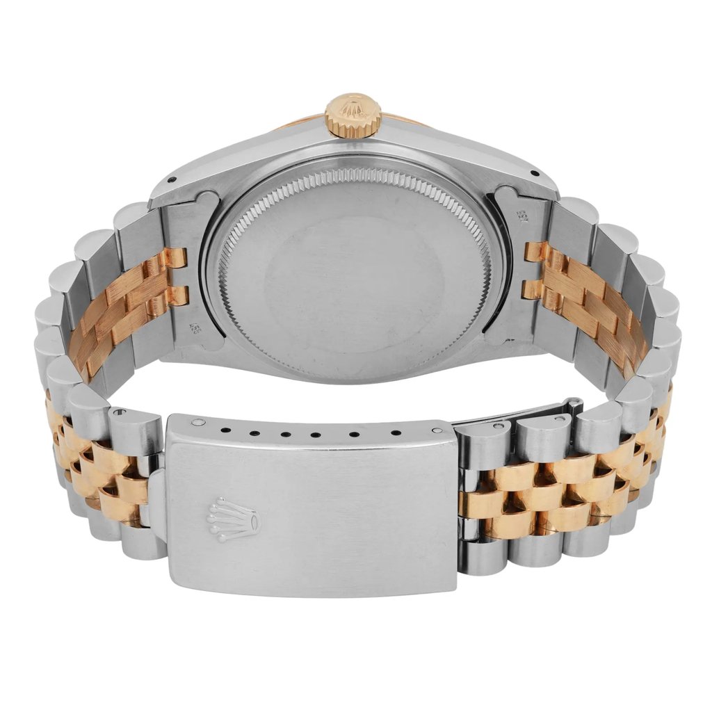 Back View Of Solid Back Case And Closed Stainless Steel,Yellow Gold Band Of Rolex 16013 Watch Pre Owned Condition