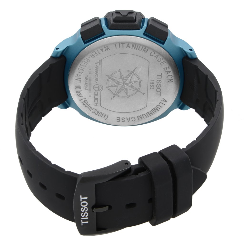 Back View Of Solid Back Case And Closed Rubber Band Of Tissot T081.420.97.057.04 Watch Display Model Condition