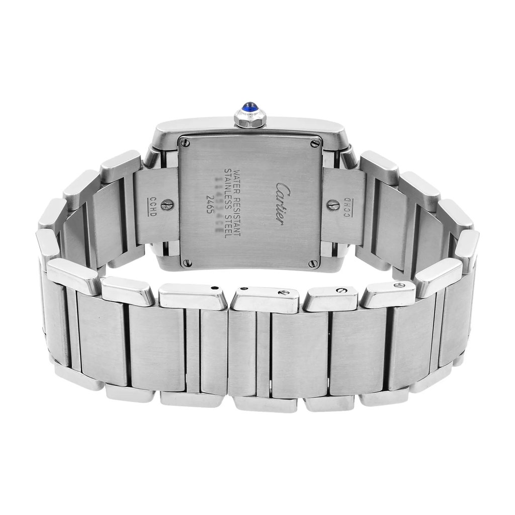 Back View Of Screwback Back Case And Closed Stainless Steel Band Of Cartier W51011Q3 Watch Pre Owned Condition