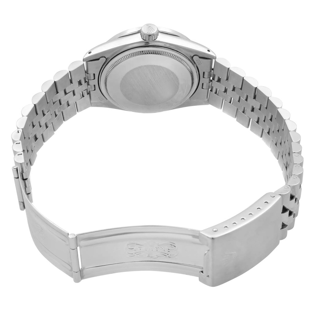 Back View Of Solid Back Case And Open Stainless Steel Band Of Rolex 16014 Watch Pre Owned Condition