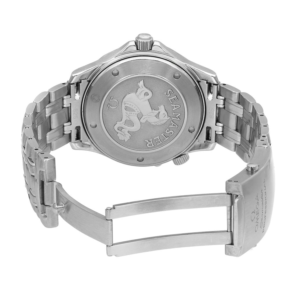 Back View Of Screwback Back Case And Open Stainless Steel Band Of OMEGA 2221.80.00 Watch Pre Owned Condition