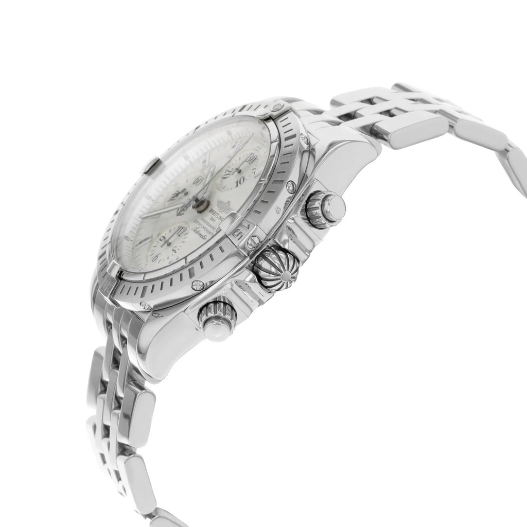 View Of Crown Facing Side Of Breitling A1335611/G569-SS Stainless Steel Watch Display Model Condition
