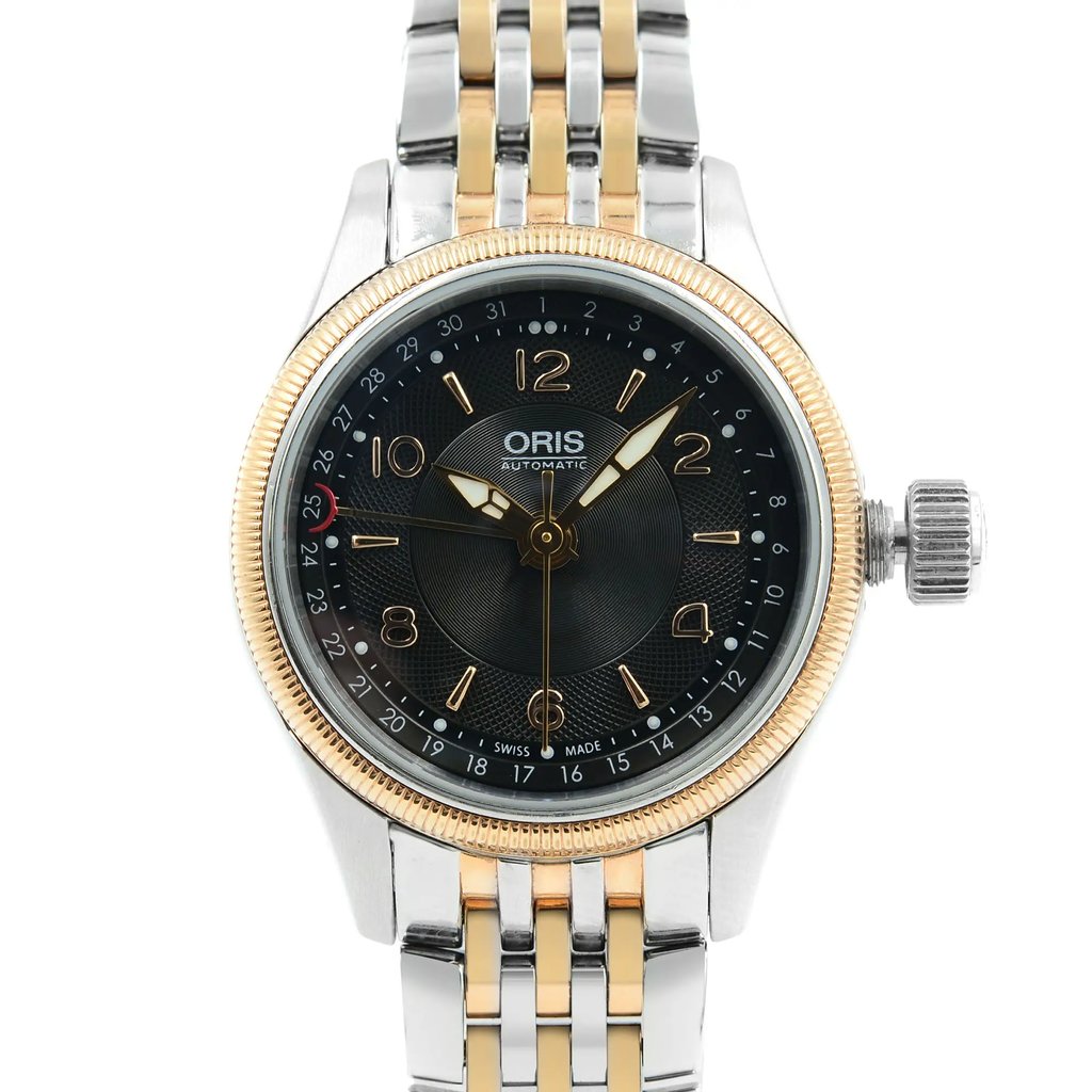Up Close Front Facing Picture Of Oris 594-7680-4334 Stainless Steel Watch Display Model Condition
