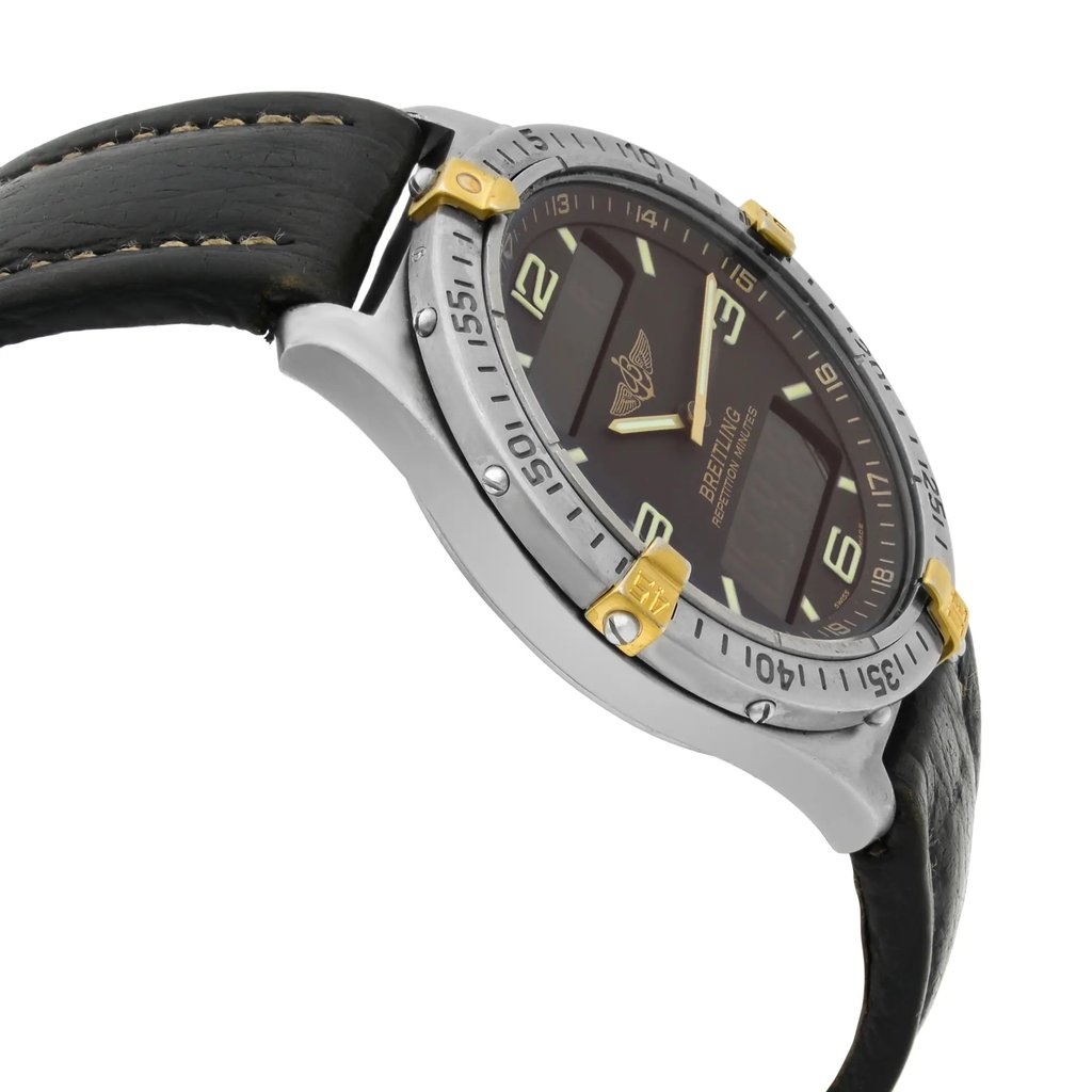 View Of Opposite Crown Facing Side Of Breitling F56059 Titanium Watch Pre Owned Condition