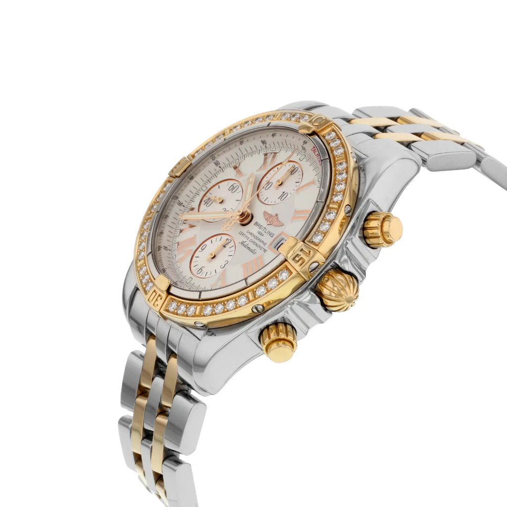 View Of Crown Facing Side Of Breitling C13356 Stainless Steel Watch Pre Owned Condition