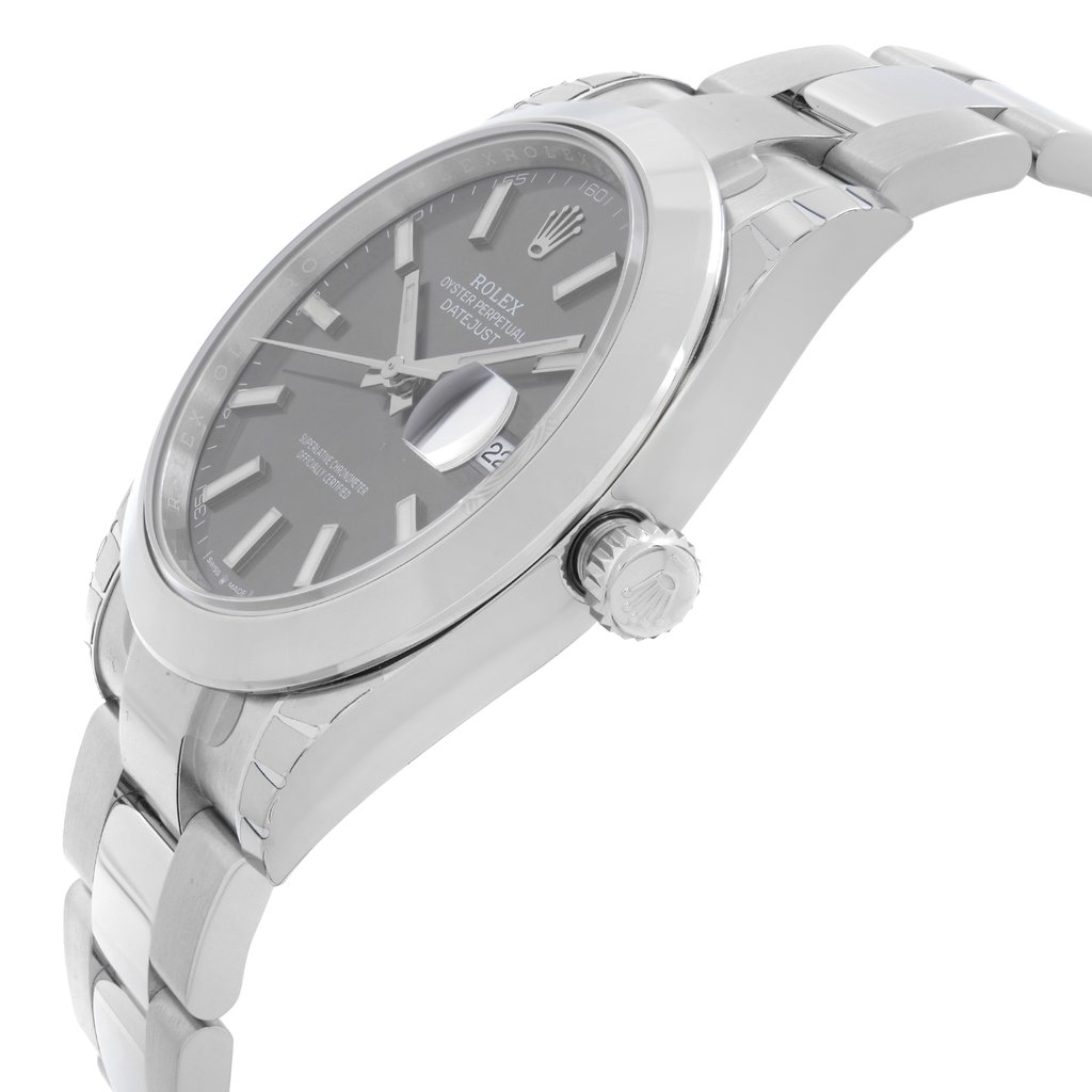 View Of Crown Facing Side Of Rolex 126300  Stainless Steel Watch Unworn Condition