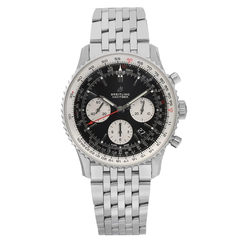 Front Full View Of Breitling AB0121211B1A1 Stainless Steel Watch Display Model Condition Excellent